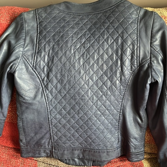 Massimo Dutti blue leather jacket - Picture 14 of 15